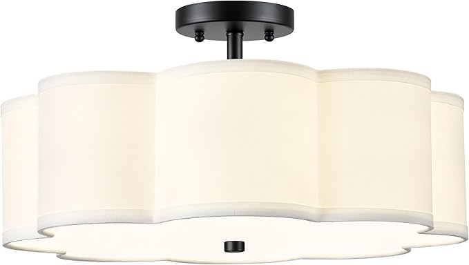 Black Semi Flush Mount Ceiling Lights, 4-Light 18" Ceiling Light Fixtures by Audickic