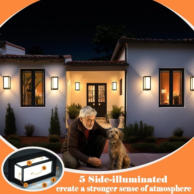 Porch Lights Outdoor Light Fixture, 12W Black Exterior Light Fixtures Wall Mount - Image 4
