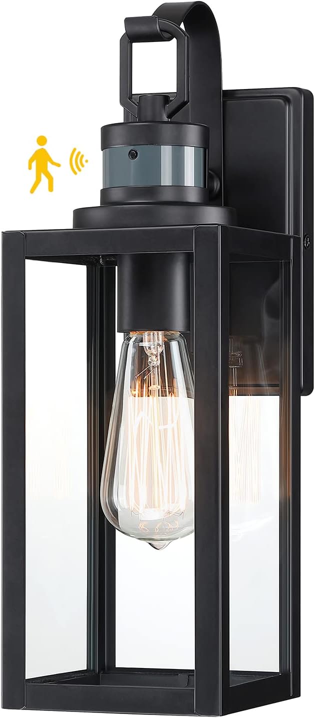 Pia Ricco Motion Sensor Outdoor Wall Lantern, Dusk to Dawn Lighting Sconce by PiaRicco