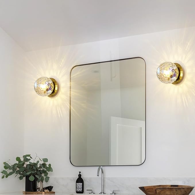 Modern Glass Globe Wall Sconce: Gold Spherical Sconces Light - Image 6