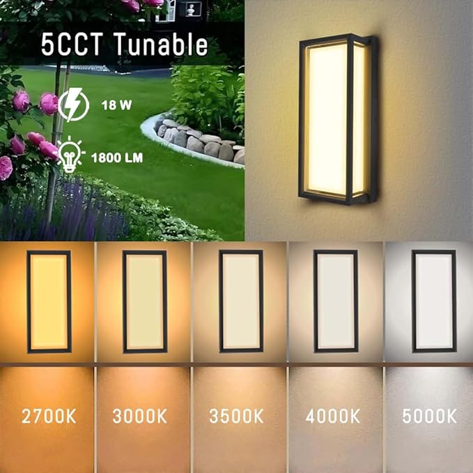 Smart Outdoor Lights Color Changing 2 Pack, RGB+2700K-6500K Outdoor Wall Sconce - Image 8