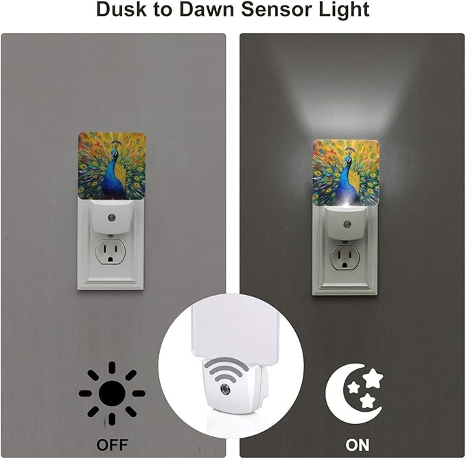 Led Night Light, Abstract Peacock Decorative Plug in Nightlights, - Image 3