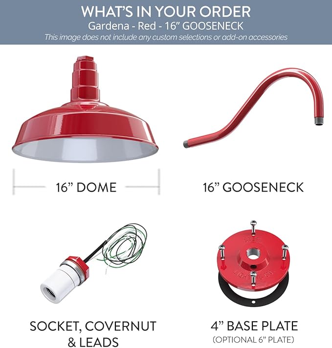Steel Lighting Co. Gardena Barn Light | Outdoor Wall Mounted | 16" Dome | 16" - Image 6