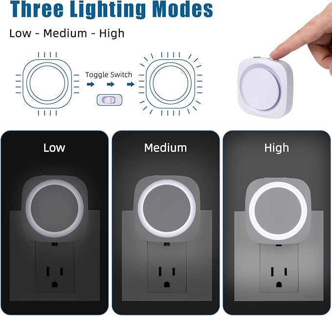 White Night Lights Plug into Wall, 4 Packs Dimmable Night Light - Image 2