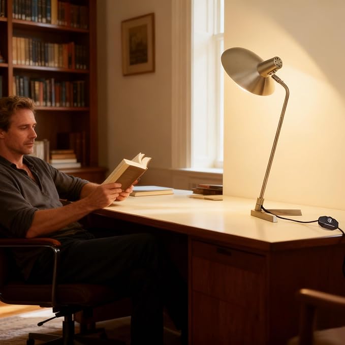 Industrial Desk Lamp Metal Modern Table Lamp 22", Adjustable Neck - Image 9