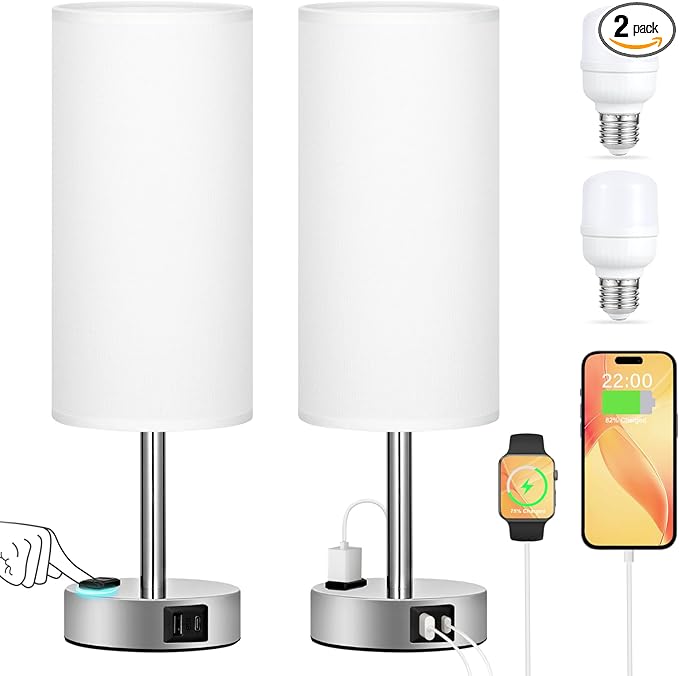 White Touch Nightstand Lamps Set by PartageiZ
