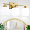 3 Light Gold Bathroom Light Fixtures, Modern Bathroom Vanity Lights by FAISHILAN