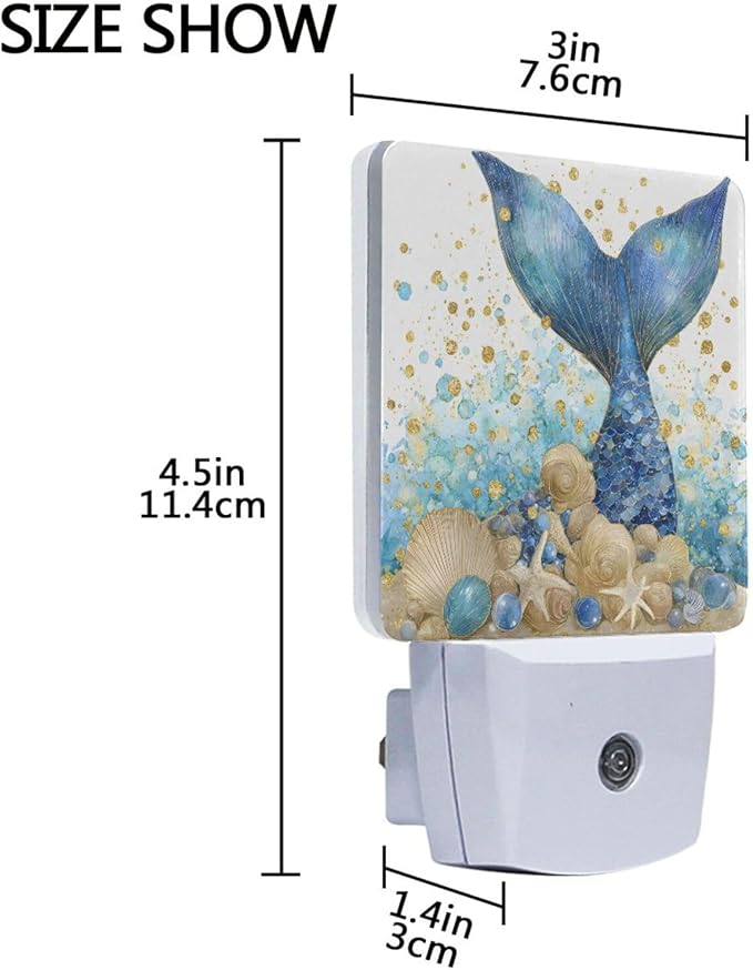 Glitter Mermaid Tail Night Light Ocean Theme Plug in LED Nightlight Light - Image 3
