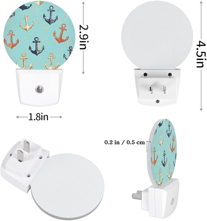 Round Night Lights Ocean Nautical Anchor LED Nightlight Plug in Dust to Dawn - Image 4