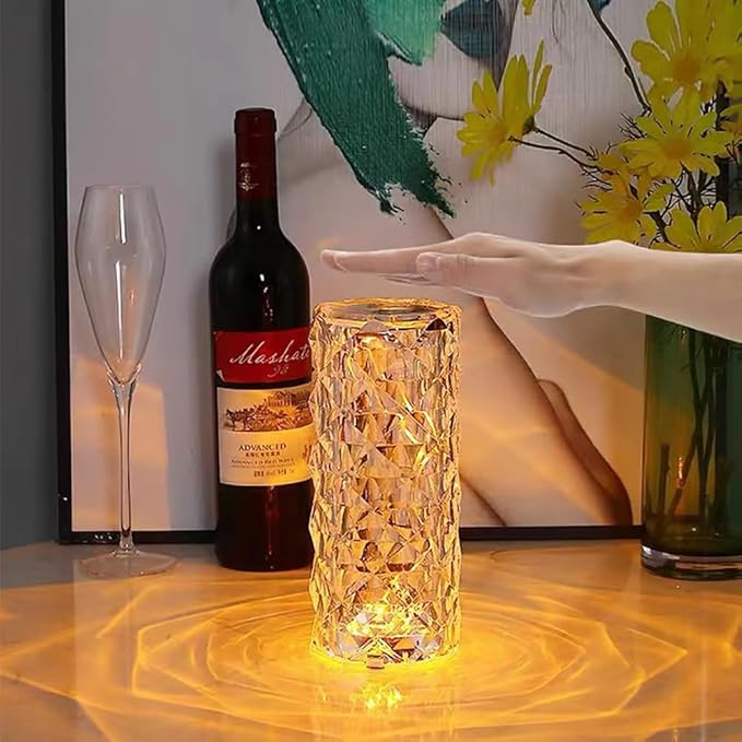 Portable Crystal Table Lamp, 3 Color Touch Control Rechargeable Lamp, Crystal - Image 8