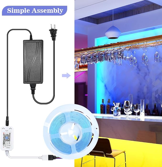 INDARUN RGB COB Led Strip Light 16.4FT/5M, 24V Color Changing Led Strip Lights - Image 2