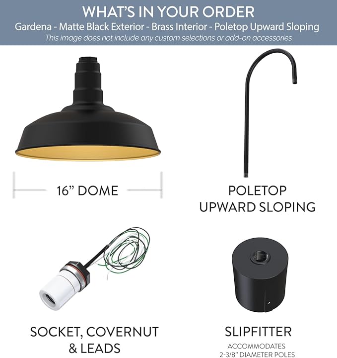 Steel Lighting Co. Gardena Barn Light | Outdoor Pole Top Mounted | 16" Dome | - Image 4