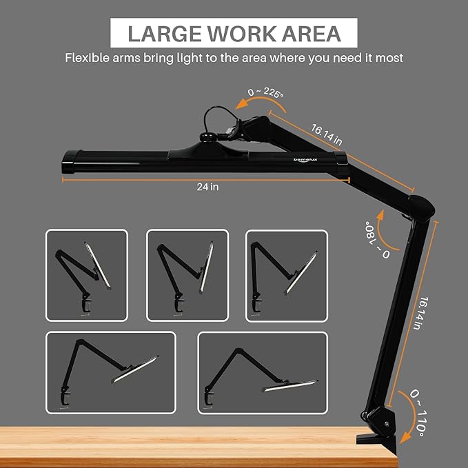 LED Architect Desk Lamp, 2300 Lumens, Metal Swing Arm, 5 Color Temperatures - Image 4