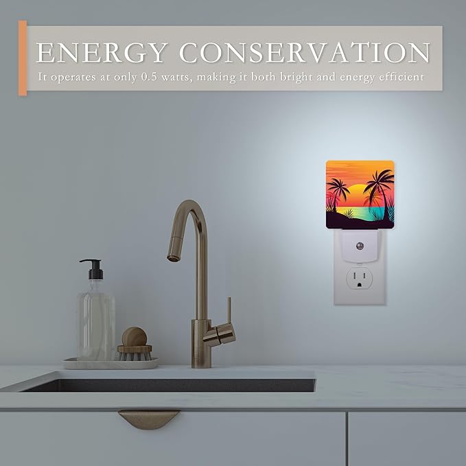 Night Light, Palm Tree with Beach Sunset Night Lights Plug into Wall - Image 5