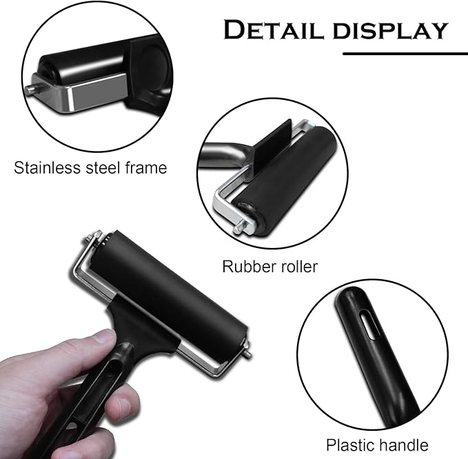 KXKZREN Rubber Roller for Flooring Installation 4 inch Rubber Brayer Glue - Image 3