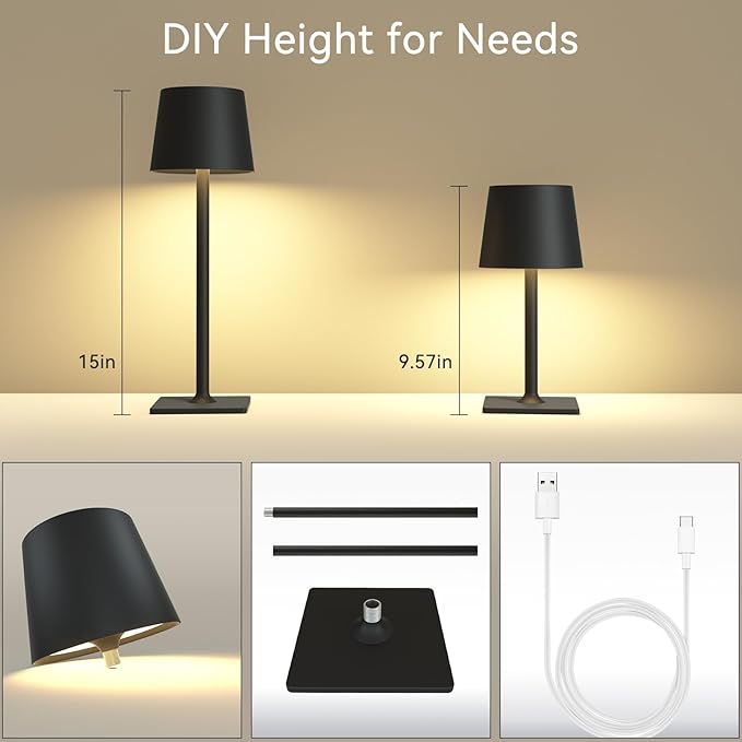 2 Pack Rechargeable Table Lamps, Cordless Lamp - Image 3