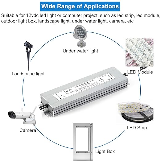 LED Driver 100 Watts Waterproof IP67 Power Supply AC100-264V to 12V DC 8.3A Low - Image 6