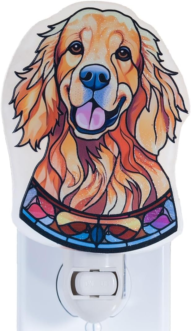 Golden Retriever Dog Shaped Night Light – Stained Glass Styled Cutout Design – by Unknown