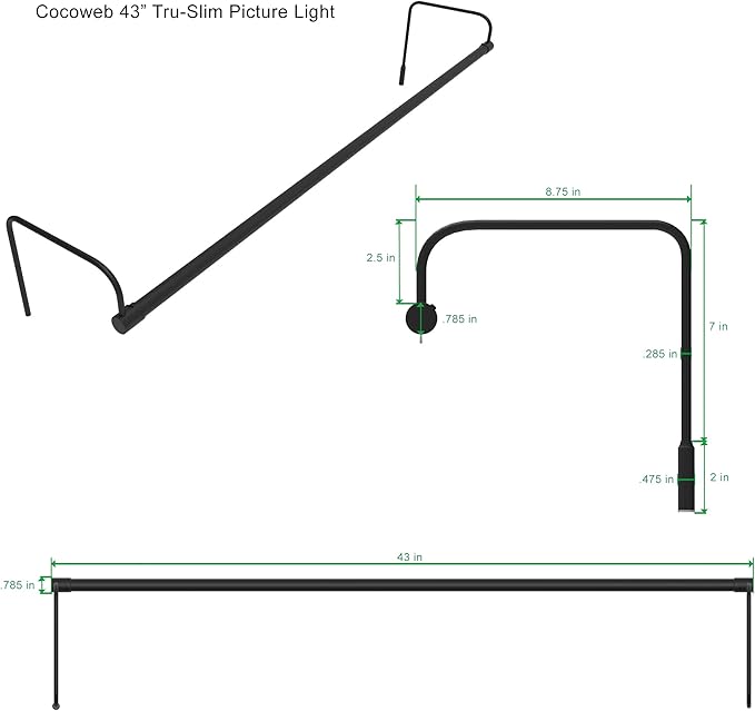 Cocoweb 43 Inch Tru-Slim Black Picture Light - Image 2