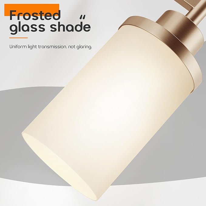 Vanity Lighting Fixtures with White Frosted Glass Champagne Bronze Wall Lamp - Image 7