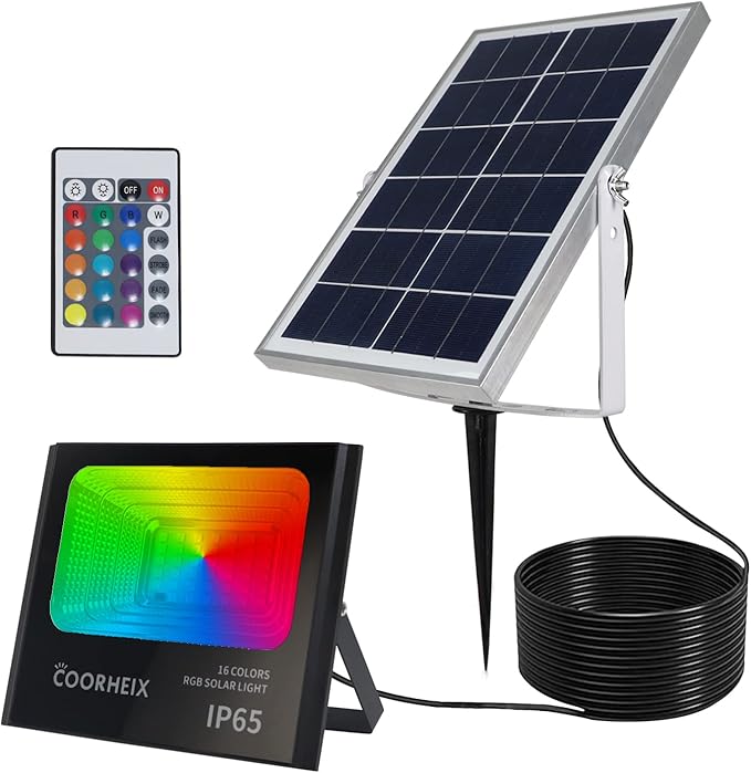 RGBW Solar Flood Lights Outdoor by COORHEIX