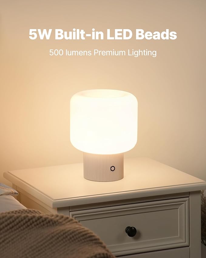 Halo Mushroom Lamp, 5W Cute Cordless Rechargeable Table Lamp - Image 2