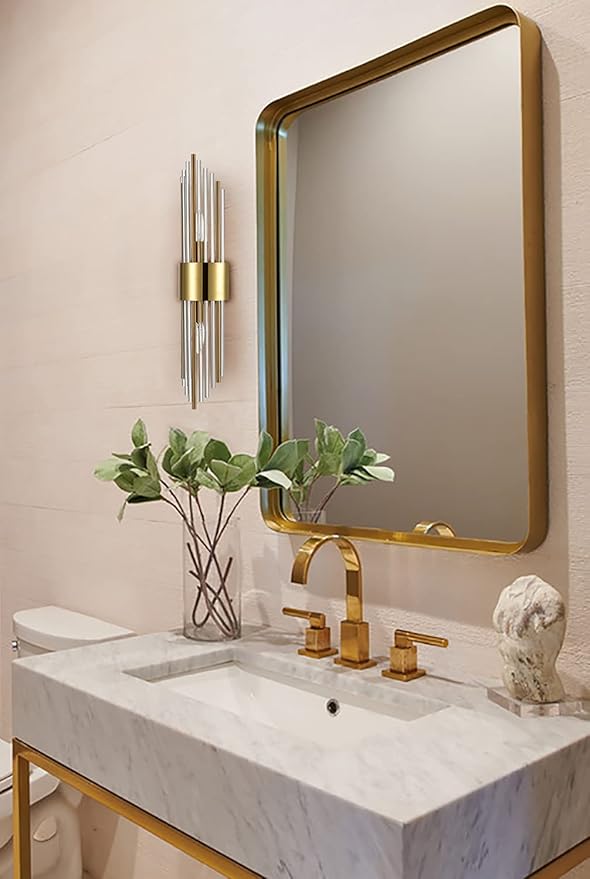 2-Light Modern Brushed Titanium Gold Wall Sconce - Image 7