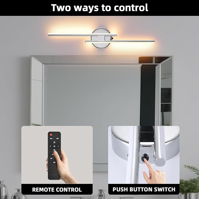 Rechargeable Battery Operated Wall Sconce Set Of Two, Chrome Wireless LED Wall - Image 6