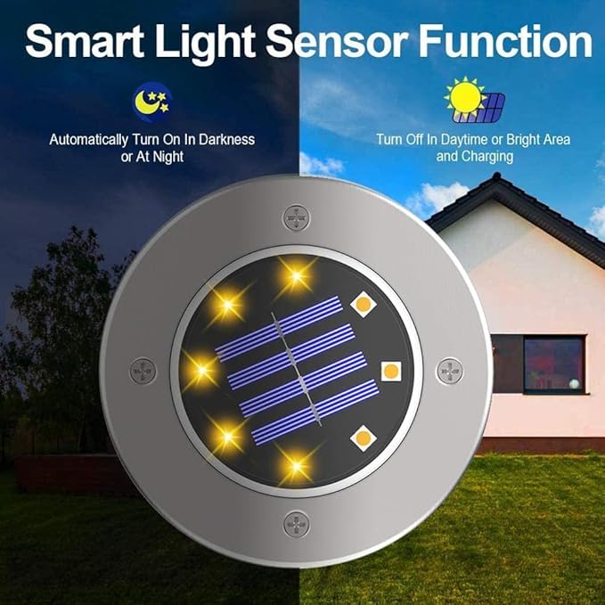 ZGWJ Solar Ground Lights, 4 Pack Waterproof Solar Garden Lights, Upgraded - Image 4