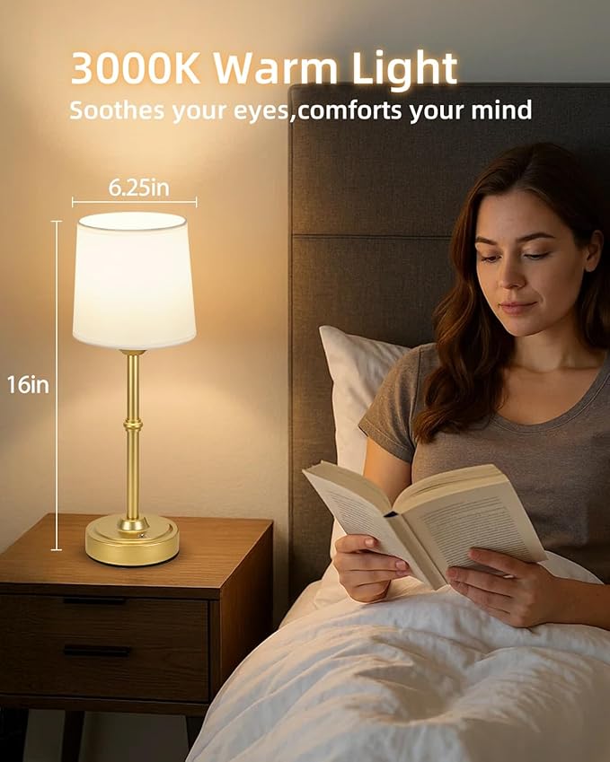 Gold LED Cordless Table Lamp Rechargeable-6000mAh Battery Operated Table Light - Image 2