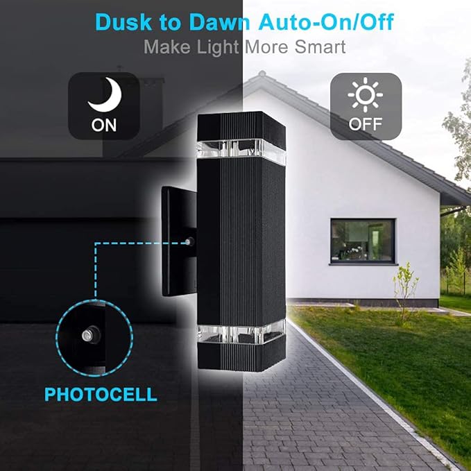 Modern LED Outdoor Wall Lights, Dusk to Dawn Outdoor Lighting Fixtures Wall - Image 2