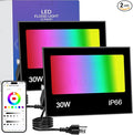 LED Flood Light Outdoor, 30W RGB Color Changing Smart Floodlights 2700K 3000LM by TiYiViRi