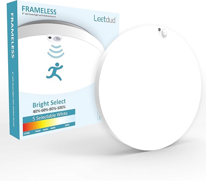 Motion Sensor Ceiling Light Hardwired, 9 Inch 18W Flush Mount Closet Light by Leetdud