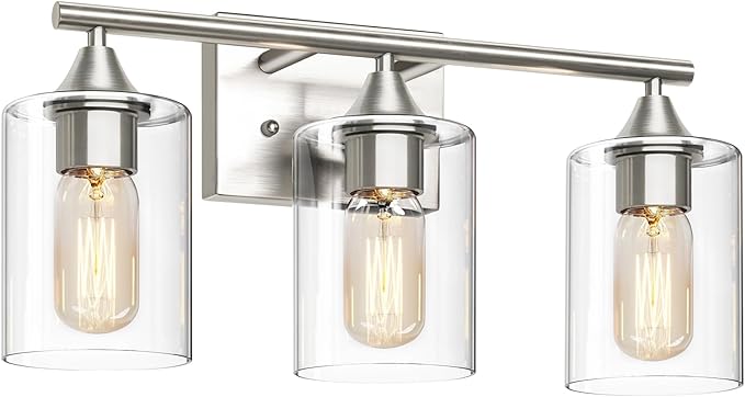 3-Light Bathroom Light Fixtures, Brushed Nickel Vanity Light, Modern Bathroom by XPEHK