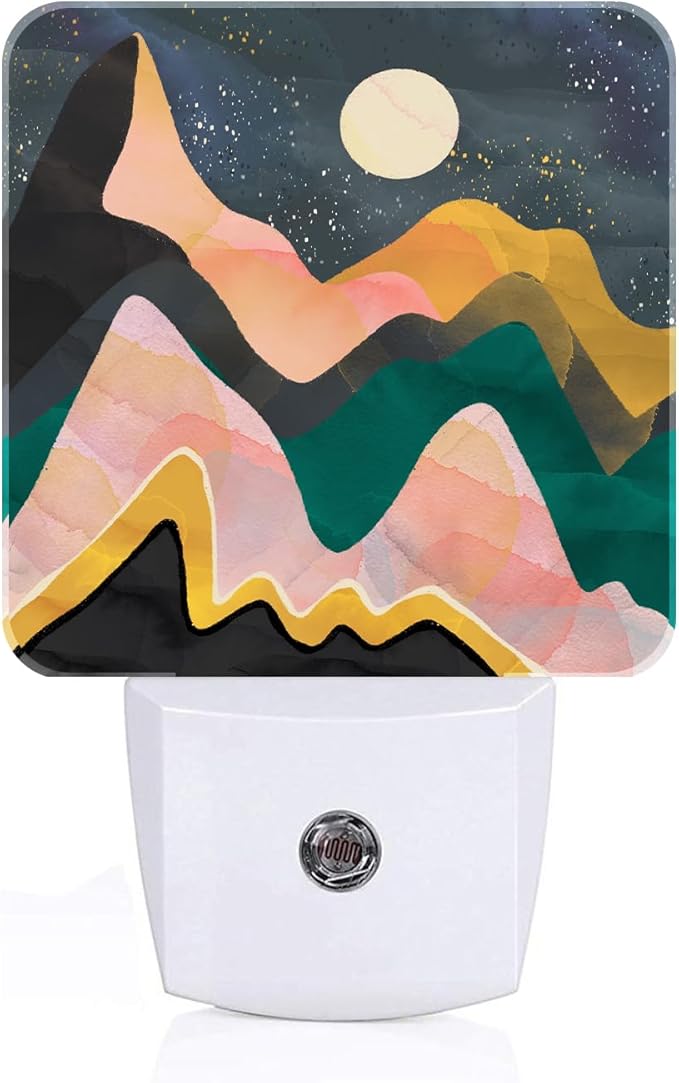 Mountains Night Sky Moon Night Light, Plug Into Wall Decor by Unknown