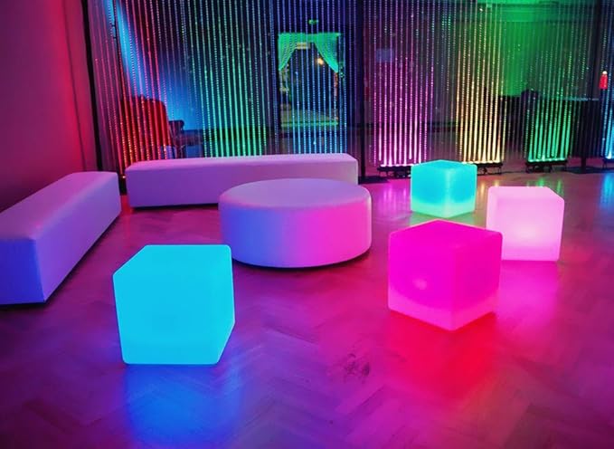 Mr.Go 14-Inch Color Changing LED Cube Light Stool, Glow Cube Seat - Image 6