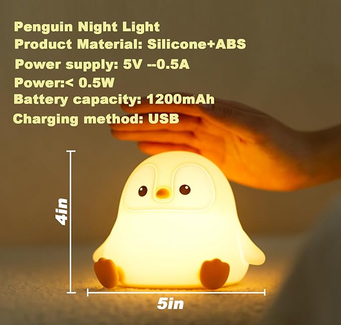 DREAMING MY DREAM Cute Penguin Night Light, LED Squishy Novelty Night Lamp - Image 6