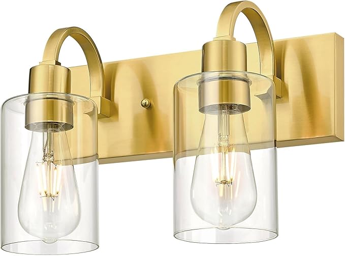 Emliviar 2-Light Brushed Gold Vanity Light, Modern Farmhouse Bathroom Light by EMLIVIAR