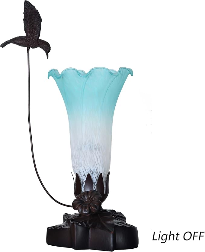 Bieye LL08 Hummingbird Flying Over Lily Flower Blown Glass Table Lamp - Image 5