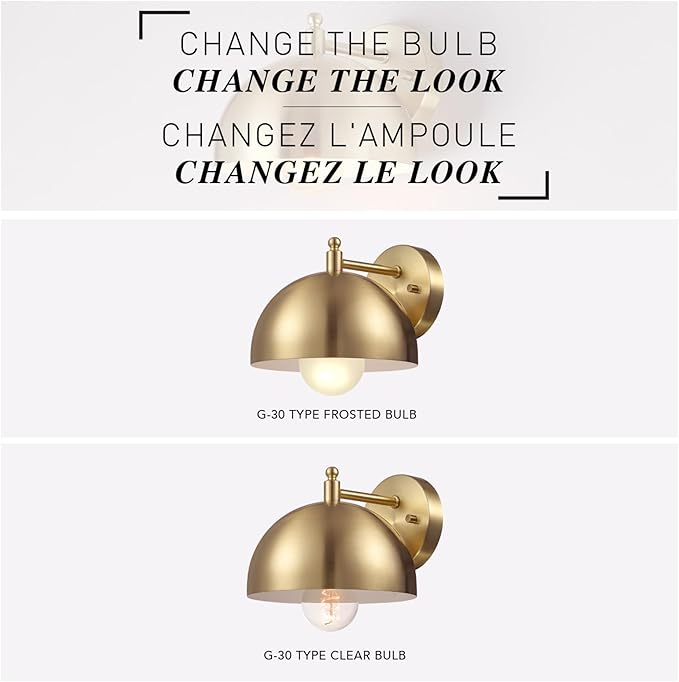 GLOBE Electric 65000048 1-Light Wall Sconce, Brushed Brass, Wall Lights - Image 7