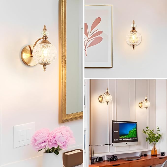 Brushed Gold Bathroom Wall Sconce Vintage Style - Image 5