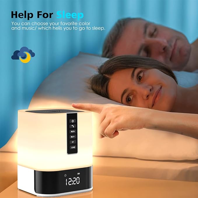 Night Light Bluetooth Speaker, 5 in 1 Touch Control Bedside Lamp Dimmable - Image 6