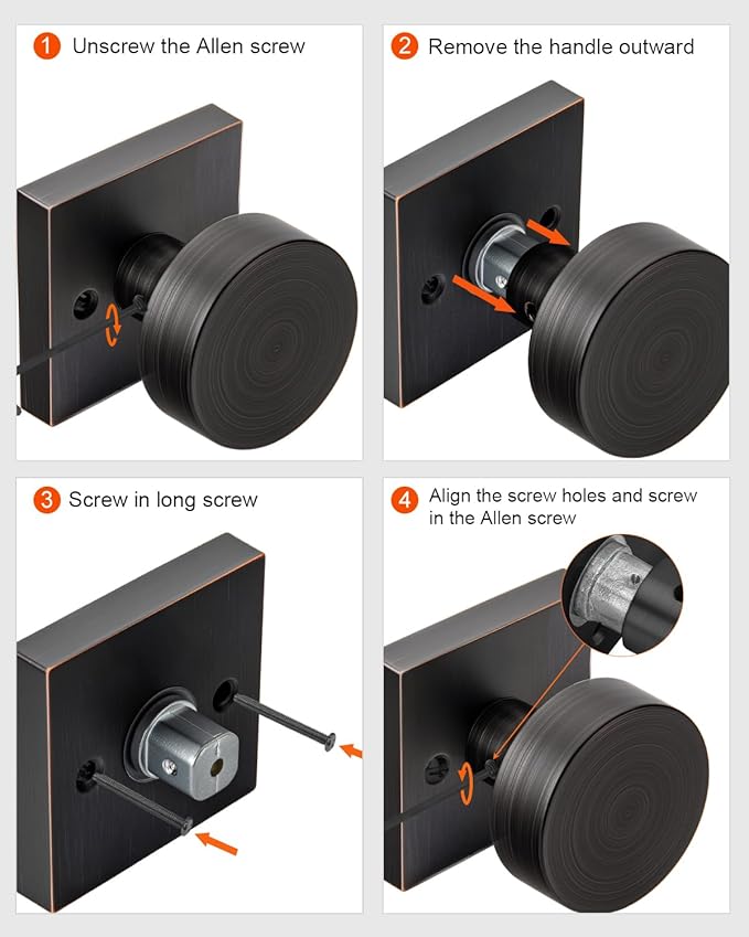 Haidms Oil Rubbed Bronze Passage Door Knob Interior, Heary Duty Vintage Square - Image 7