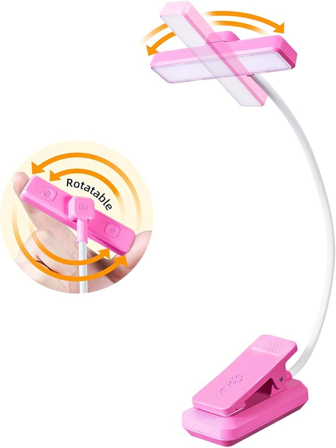 VAVOFO Rechargeable Book Light Rotatable：24 LEDs Reading Light, 3-Color & by VAVOFO