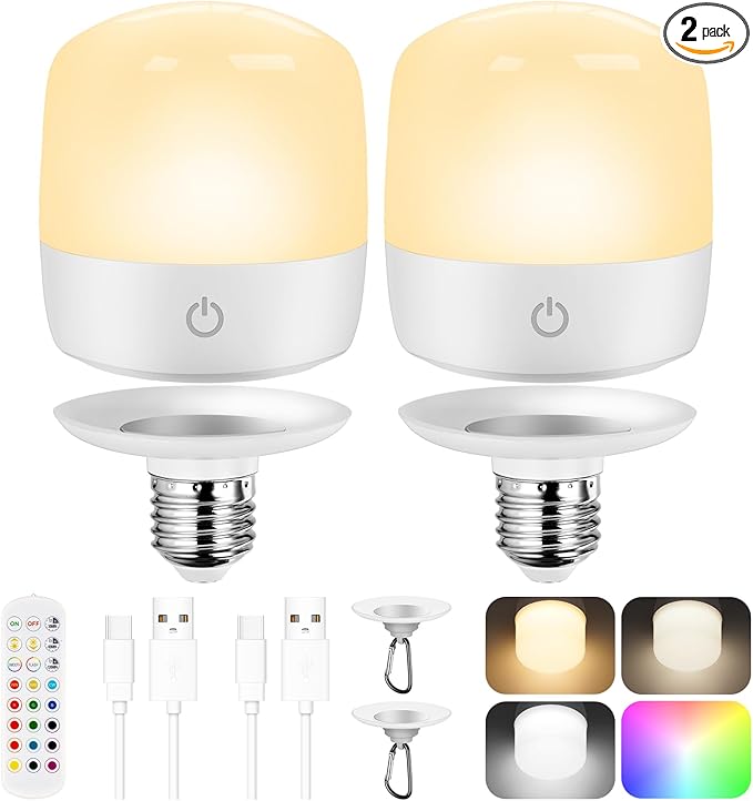 Yochoice Rechargeable Battery Operated Light Bulb 4000mAh, Dimmable LED Bulb by Yochoice