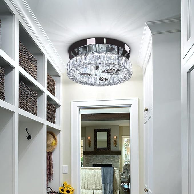 Finktonglan 11.6" Crystal Flush Mount LED Ceiling Light, 30W 6500K Cool White - Image 5