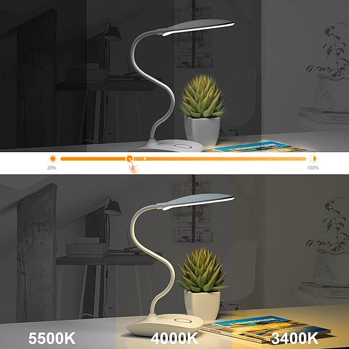 DEEPLITE Battery Operated Desk Lamp, LED Desk Light 3 Lighting Modes Stepless - Image 2