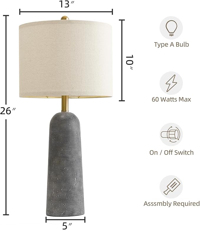 BOBOMOMO 27.25" Modern Table Lamp Set of 2, Lamps - Image 4