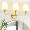 Brushed Gold Bathroom Light Fixtures, 3-Light Vanity Lights, Bathroom Lighting by Kvhiiw