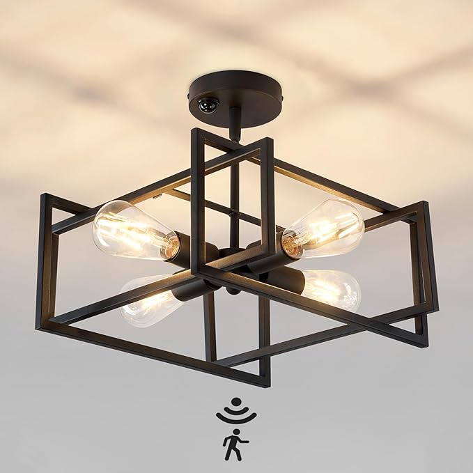 ZGLAOJT Motion Sensor Ceiling Light Fixture 4-Lights Semi Flush Mount Ceiling by ZGLAOJT